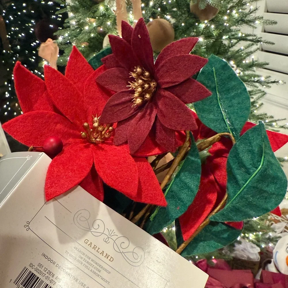 Target wondershop felt poinsettias garland 6 ft